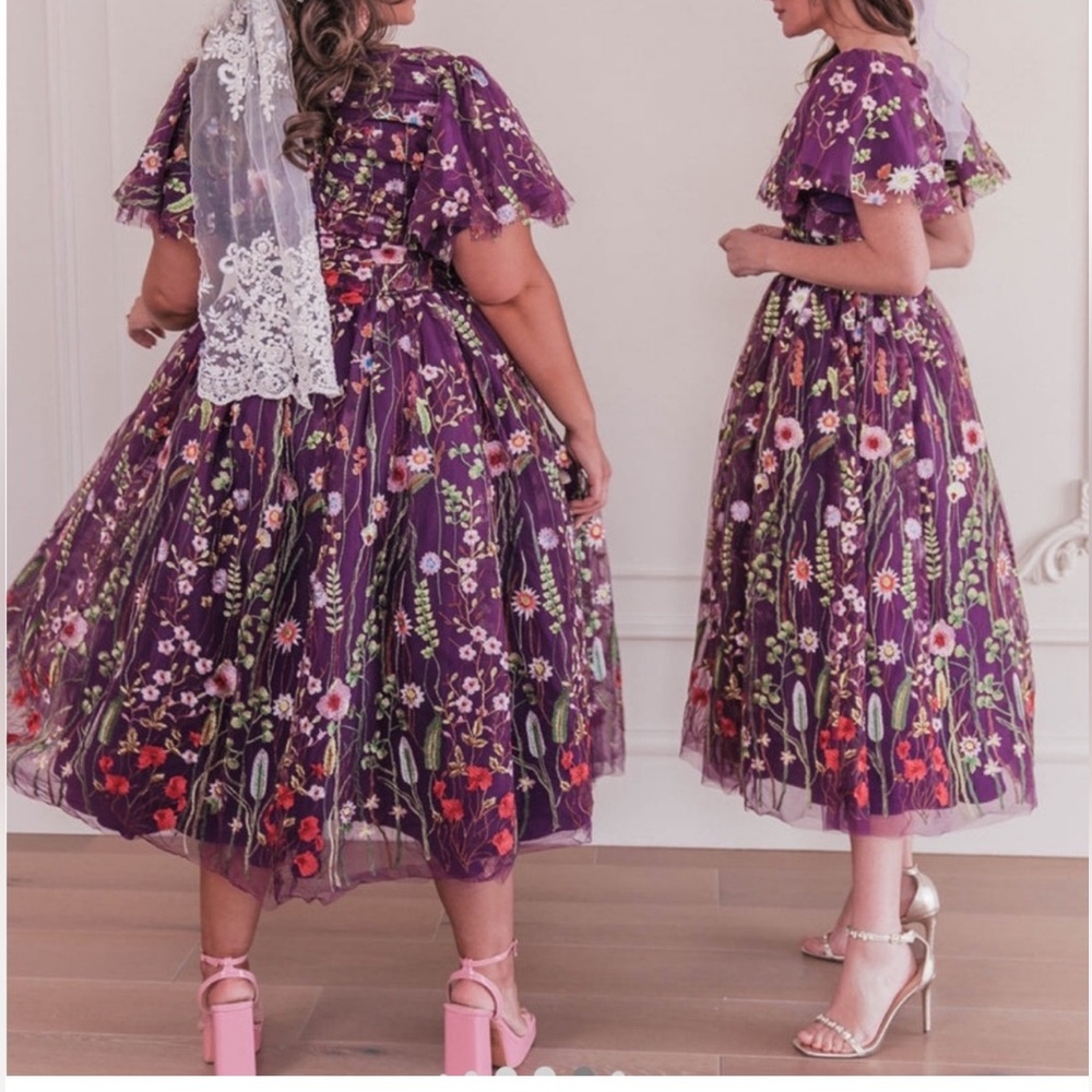 JessaKae - NWT -Mercy Dress-Purple Floral Midi Dress-1X